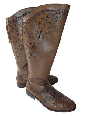 Franco Cuadra Shop Almond Brown Calfskin Leather Zip Boots Womens 23.5 US 6